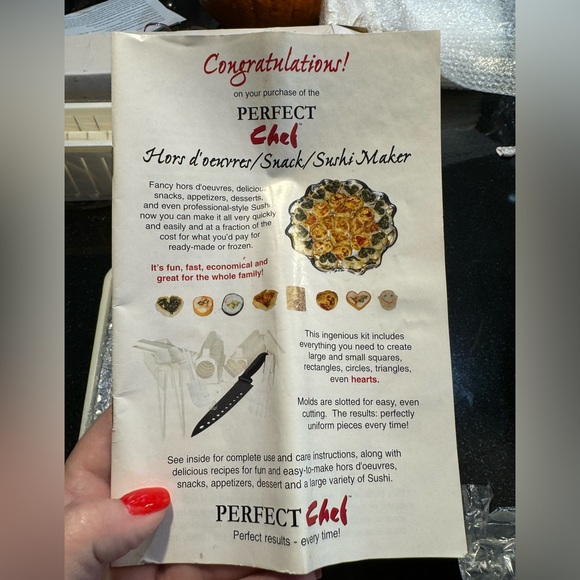 Sushi Perfect Chef hors d’oeuvres/sushi/snack maker new in box not used. - Picture 2 of 4